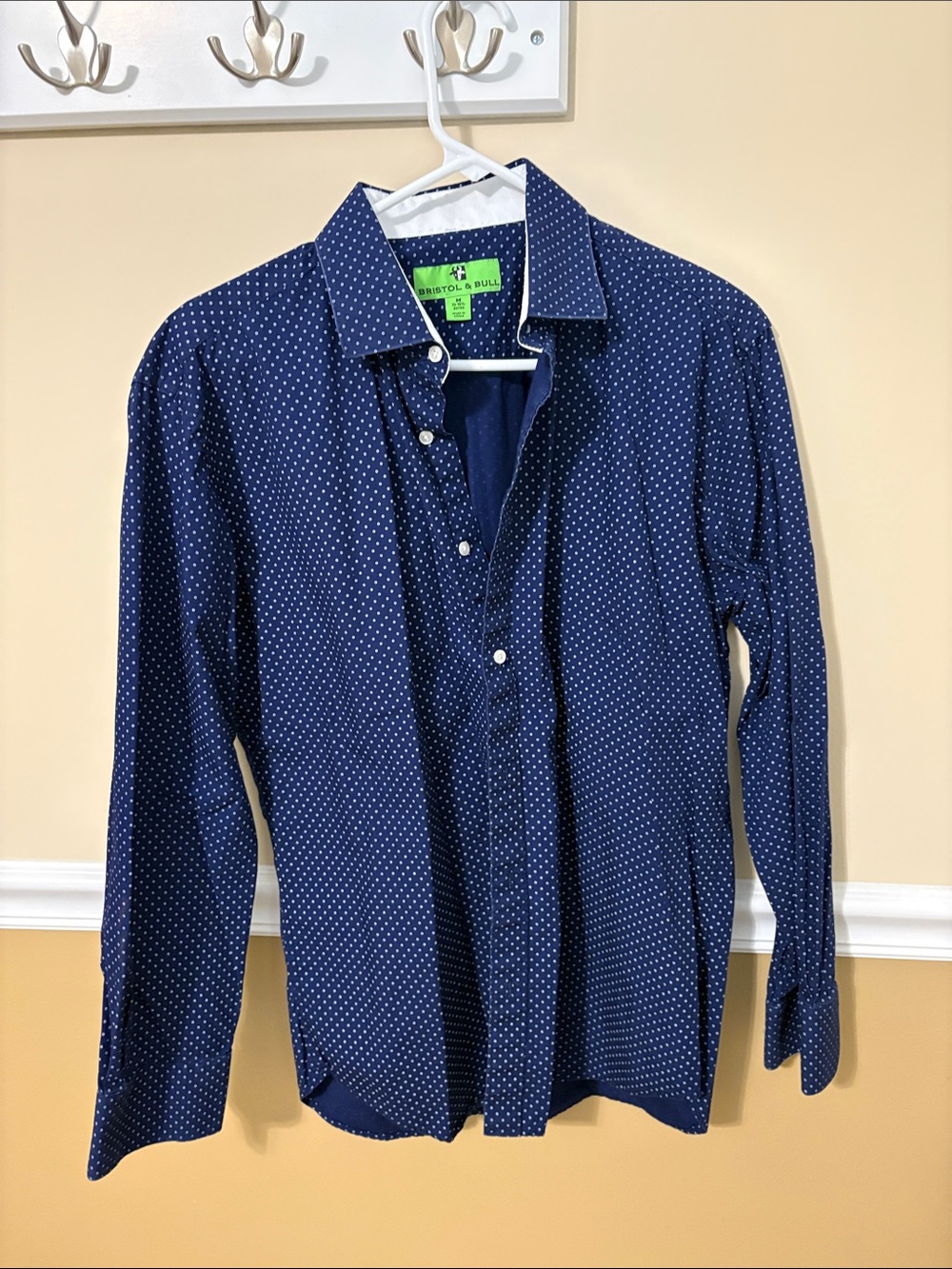 Bristol & Bull Navy Micro Dot Long-Sleeve Dress Shirt